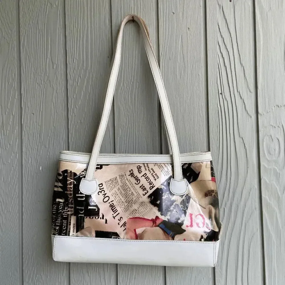 VTG Y2K Marilyn Monroe Magazine Print Vinyl Shoulder Bag – Retro Pop Art Glam